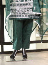 SNSC Embroidered Lawn Suits Stitched 3 Piece - SNSC25FE C117 BOTTLE GREEN